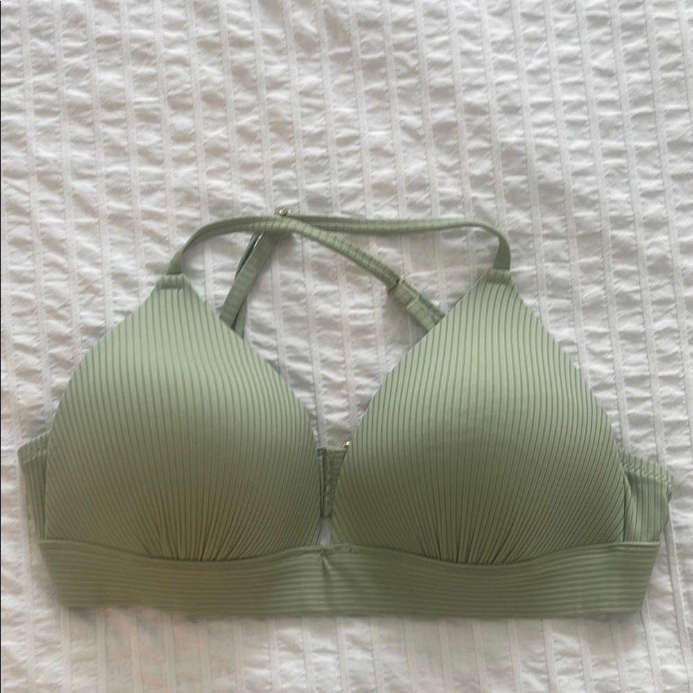 H&M Green Pleated Bikini Top